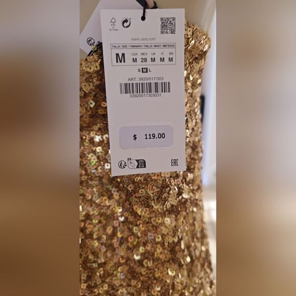 ZARA GOLD SEQUIN KNIT SLIP DRESS bloggers favorite - Picture 16 of 16